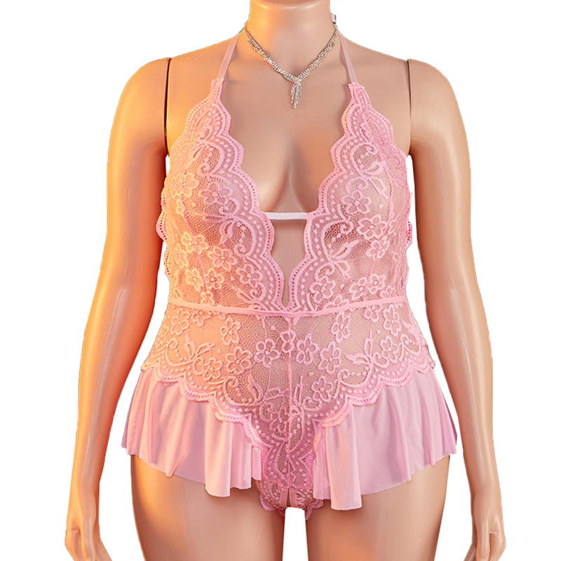 Lace Teddy Lingerie - Lingerie sexy transparente Plus Size 1XL-4XL,