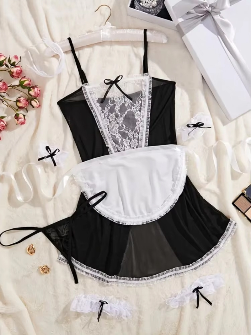 Conjunto de Sutiã Cosplay Sexy - Lace Teddy Lingerie avaliação e preço
