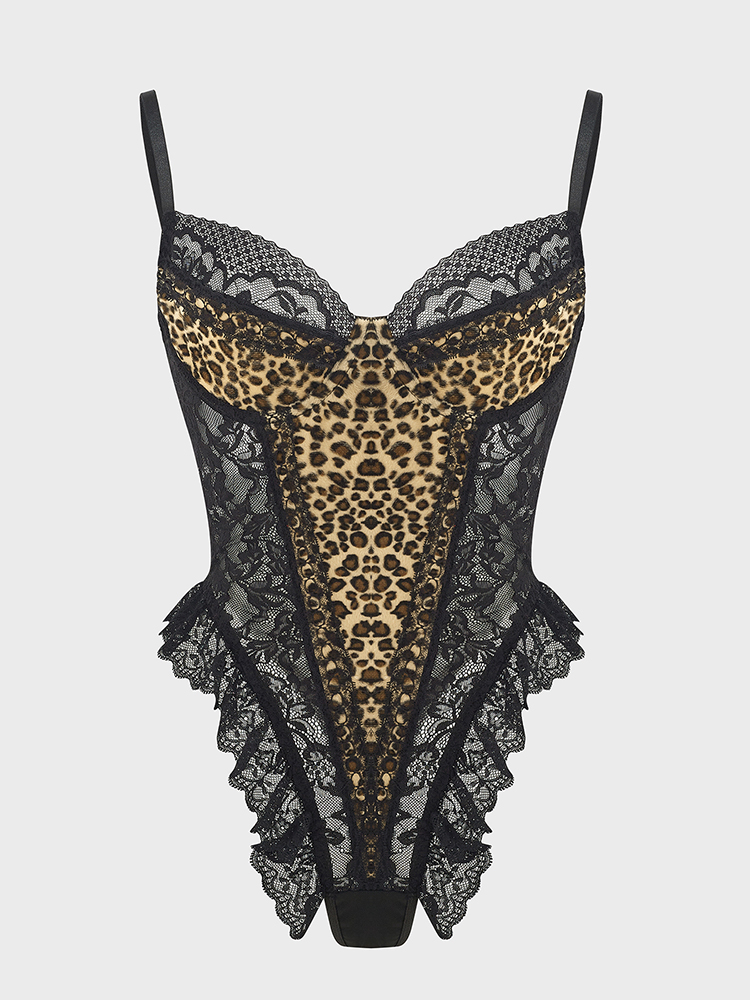 Sexy renda leopardo padrão bod - Shapewear Bodysuit Firm avaliação e preço